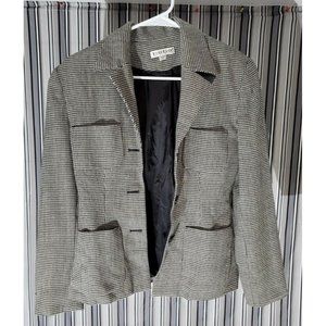Bebe Women's Size San Francisco  Blazer Sport Coat Beige Black 100% Wool USA B7